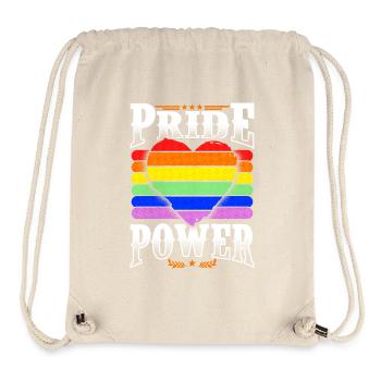 Pride Power Heart - Drapeau LGBT Couleurs Doodle - Sac à cordon recyclé Stanley/Stella - blanc naturel - Devant