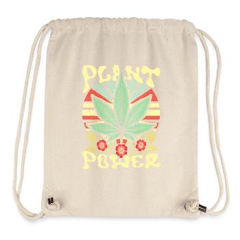 Rétro Feuille de Cannabis Design Plante Puissance Déclaration - Sac à cordon recyclé Stanley/Stella - blanc naturel - Devant