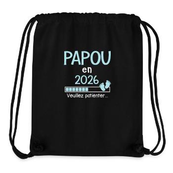 Papou en 2026 Cadeau Futur Papy humour - Sac à cordon recyclé Stanley/Stella - noir - Devant