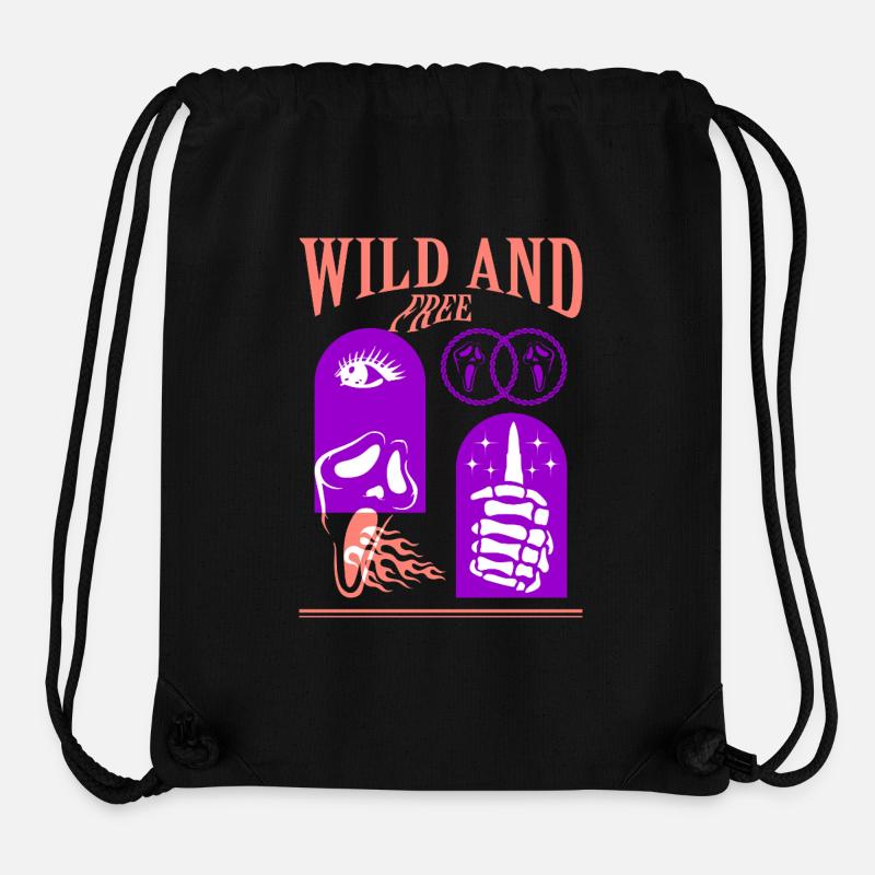 Sauvage et libre - Sac à cordon recyclé Stanley/Stella - noir