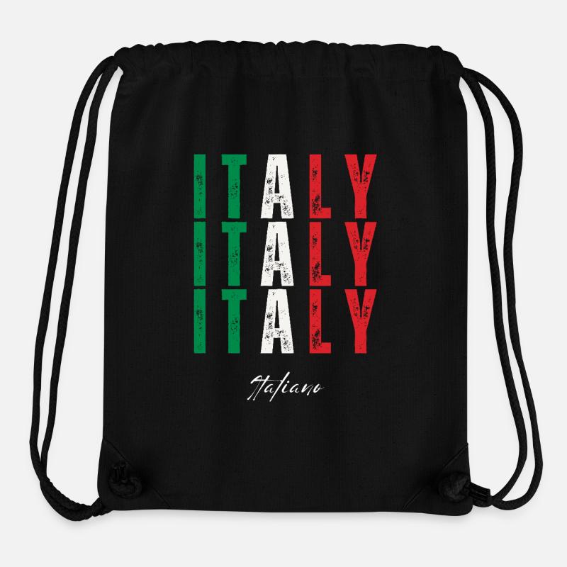 Drapeau de l’Italie, fierté italienne - Sac à cordon recyclé Stanley/Stella - noir