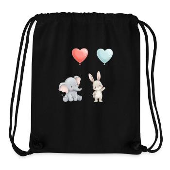 Elefant Hase Liebe Ballon Herz Cute - Stanley/Stella recycelter Gym Bag - Schwarz - Vorne