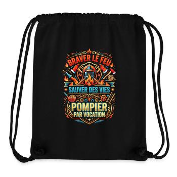 Pompier cadeau homme sapeur-pompier feu héros - Sac à cordon recyclé Stanley/Stella - noir - Devant