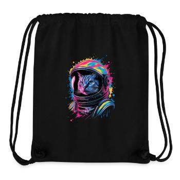 Space cat with colorful helmet - Stanley/Stella Recycled Gym Bag - black - Front