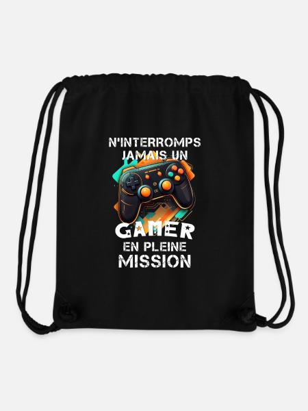 Gamer homme geek ado accro à la console jeux vidéo - Sac à cordon recyclé Stanley/Stella - noir