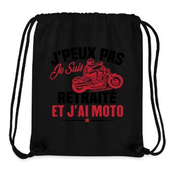 Cadeau J'peux pas je suis retraité et j'ai moto - Sac à cordon recyclé Stanley/Stella - noir - Devant