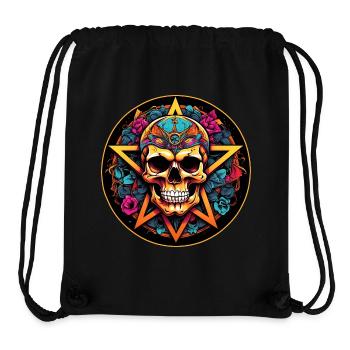 Crâne décoré de pentagramme de style gothique - Sac à cordon recyclé Stanley/Stella - noir - Devant