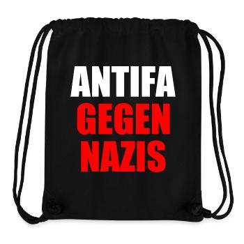 Antifa contre les nazis - Sac à cordon recyclé Stanley/Stella - noir - Devant