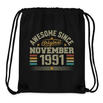 Novembre 1991 Cadeau Anniversaire | November 1991 - Sac à cordon recyclé Stanley/Stella - noir - Devant