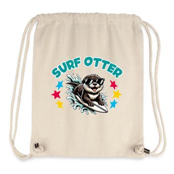 Funny surfing otter with sunglasses - Stanley/Stella Recycled Gym Bag - natural - Front