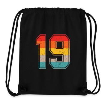 19 ans maillot rétro numéro 19 T-shirt numéro 19 - Sac à cordon recyclé Stanley/Stella - noir - Devant
