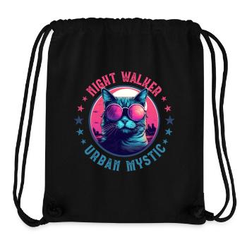 City cat in rose-colored glasses at night in the city - Stanley/Stella Recycled Gym Bag - black - Front