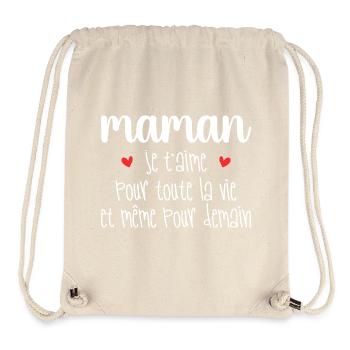 Maman je t'aime, Mère, Bébé, Naissance, Amour - Sac à cordon recyclé Stanley/Stella - blanc naturel - Devant