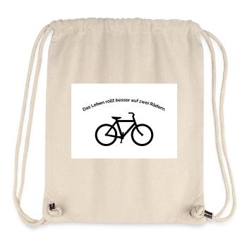 Leben rollt besser auf zwei Rädern - Stanley/Stella recycelter Gym Bag - Naturweiß - Vorne