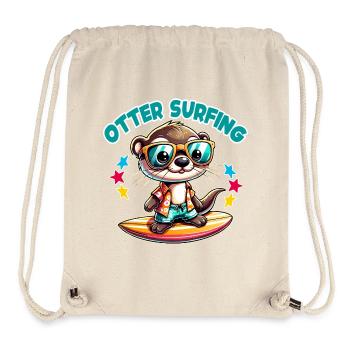 Funny surfing otter with sunglasses - Stanley/Stella Recycled Gym Bag - natural - Front