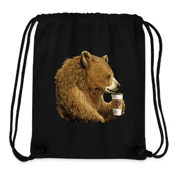 BEAR DRINKING COFFEE - t-shirt pour les amateurs de café - Sac à cordon recyclé Stanley/Stella - noir - Devant