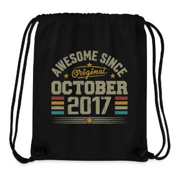 Né en Octobre 2017 | Anniversaire Octobre 2017 - Sac à cordon recyclé Stanley/Stella - noir - Devant