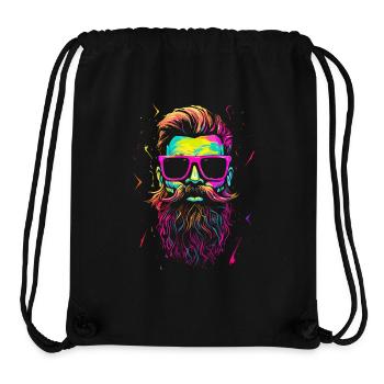 Hipster skull with beard and glasses in neon colors - Stanley/Stella Recycled Gym Bag - black - Front