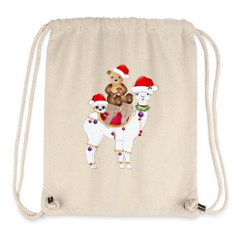 Alpaca, Sloth and Brown Bear Celebrate Christmas - Stanley/Stella Recycled Gym Bag - natural - Front