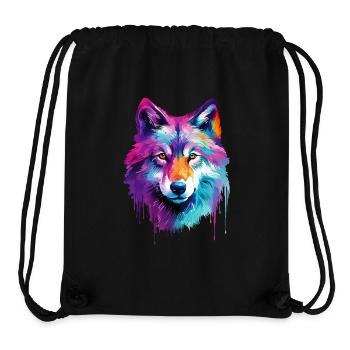 Wolf Wolfskopf Natur Wildnis Aquarell Bunt Kunst - Stanley/Stella recycelter Gym Bag - Schwarz - Vorne