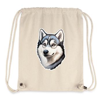 Tête de husky de Sibérie - Sac à cordon recyclé Stanley/Stella - blanc naturel - Devant