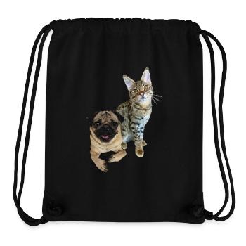 Pug and cat - Stanley/Stella Recycled Gym Bag - black - Front