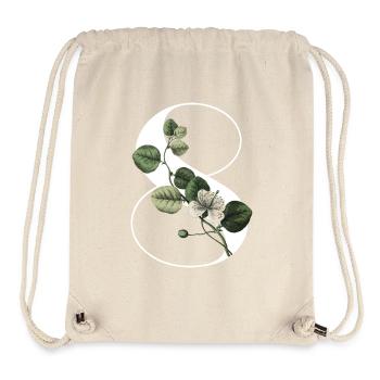 Numéro 8 floral vert -8e anniversaire floral - Sac à cordon recyclé Stanley/Stella - blanc naturel - Devant