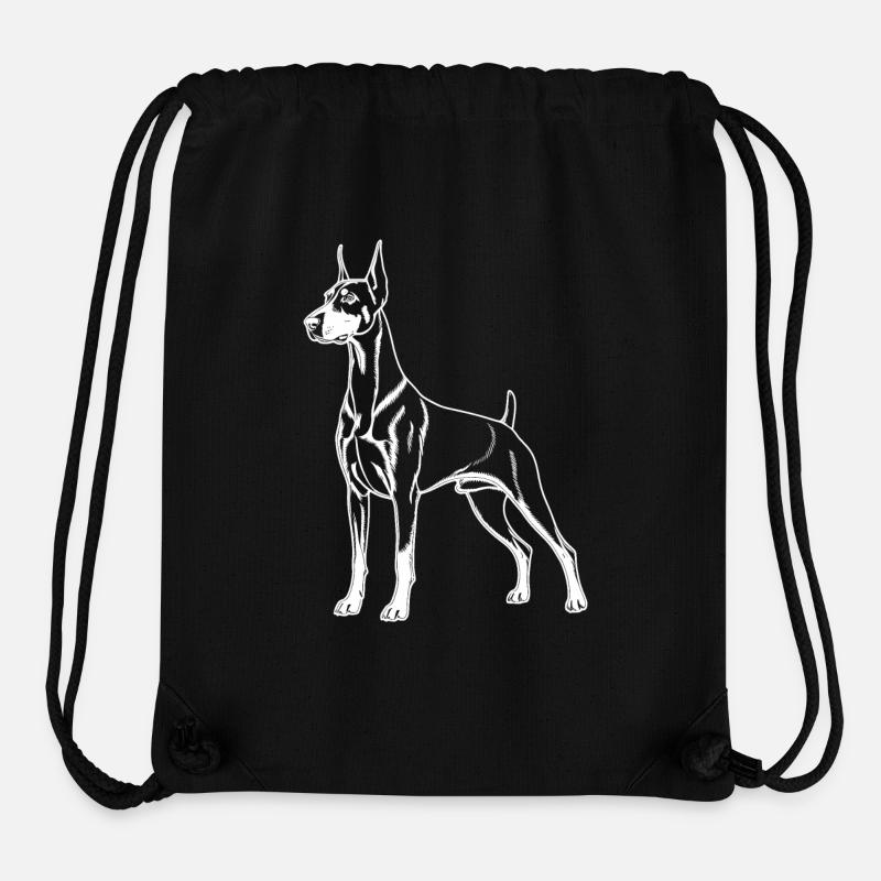 Doberman Lineart - Sac à cordon recyclé Stanley/Stella - noir