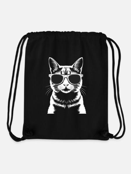 Cat with glasses - Stanley/Stella Recycled Gym Bag - black