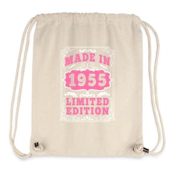 Vintage Né(e) en 1955 made in 1955 70 ans. Art_20 - Sac à cordon recyclé Stanley/Stella - blanc naturel - Devant