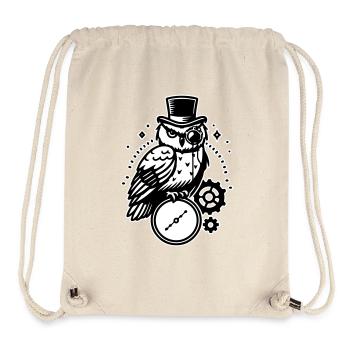 Conception de hibou et d’horloge steampunk - Sac à cordon recyclé Stanley/Stella - blanc naturel - Devant