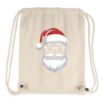 Le Père Noël avec des lunettes à moustache - Sac à cordon recyclé Stanley/Stella - blanc naturel - Devant