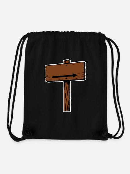 Panneau en bois Panneau indicateur flèche directionnelle - Sac à cordon recyclé Stanley/Stella - noir