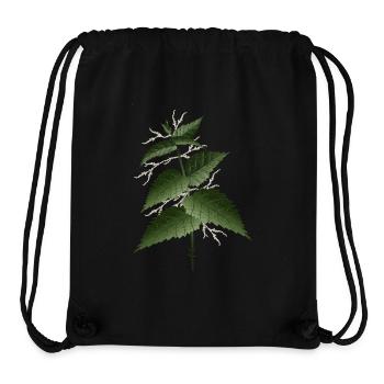 grande ortie avec de grandes feuilles vert foncé - Sac à cordon recyclé Stanley/Stella - noir - Devant