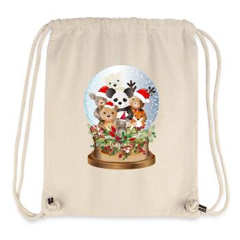 Belle boule à neige nostalgique avec peluches - Sac à cordon recyclé Stanley/Stella - blanc naturel - Devant