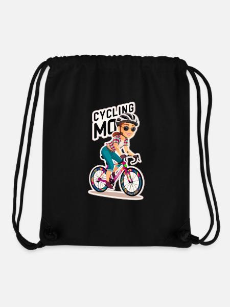 Vibrant Cycling Motif with Playful Female Rider - Stanley/Stella Recycled Gym Bag - black