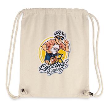 Vélo papa dessin animé autocollant - Sac à cordon recyclé Stanley/Stella - blanc naturel - Devant