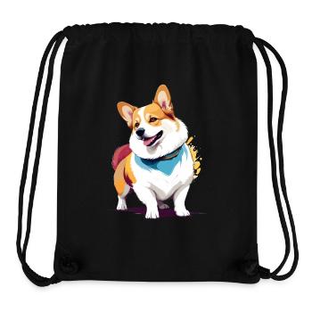 Corgi Vektor Kunst mit lebendiger Farbillustration - Stanley/Stella recycelter Gym Bag - Schwarz - Vorne