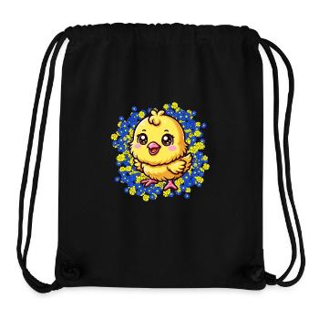 Fleurs de poussin de Pâques Fleurs de fleurs - Sac à cordon recyclé Stanley/Stella - noir - Devant
