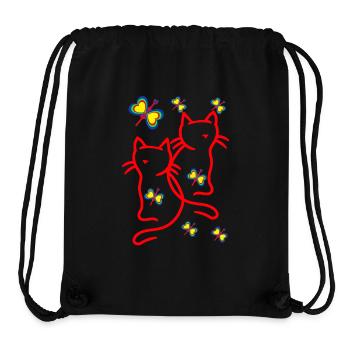 Années 80 Années 90 Chats Enfants Enfant - Sac à cordon recyclé Stanley/Stella - noir - Devant