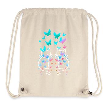 des années 80 Rétro Chats Chat Teen Papillons Enfant - Sac à cordon recyclé Stanley/Stella - blanc naturel - Devant