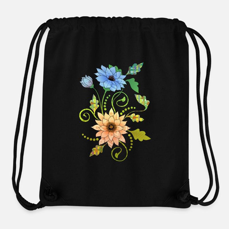 Fleur - Sac à cordon recyclé Stanley/Stella - noir