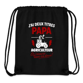 Papa Agriculteur idée cadeau Noël fête des pères - Sac à cordon recyclé Stanley/Stella - noir - Devant