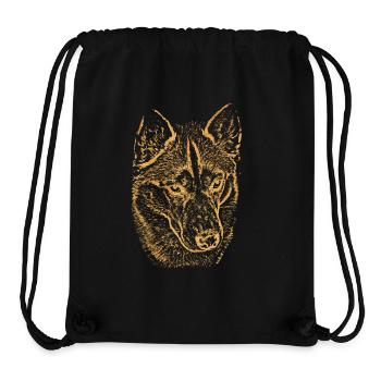 Goldener Wolfkopf Husky Silhouette - Stanley/Stella recycelter Gym Bag - Schwarz - Vorne