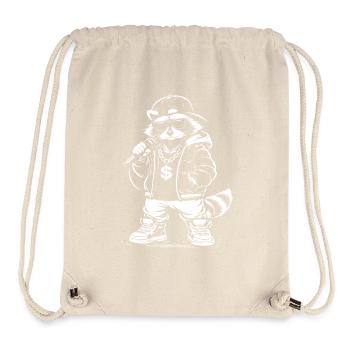 Rappender Waschbär mit Bling - Stanley/Stella recycelter Gym Bag - Naturweiß - Vorne