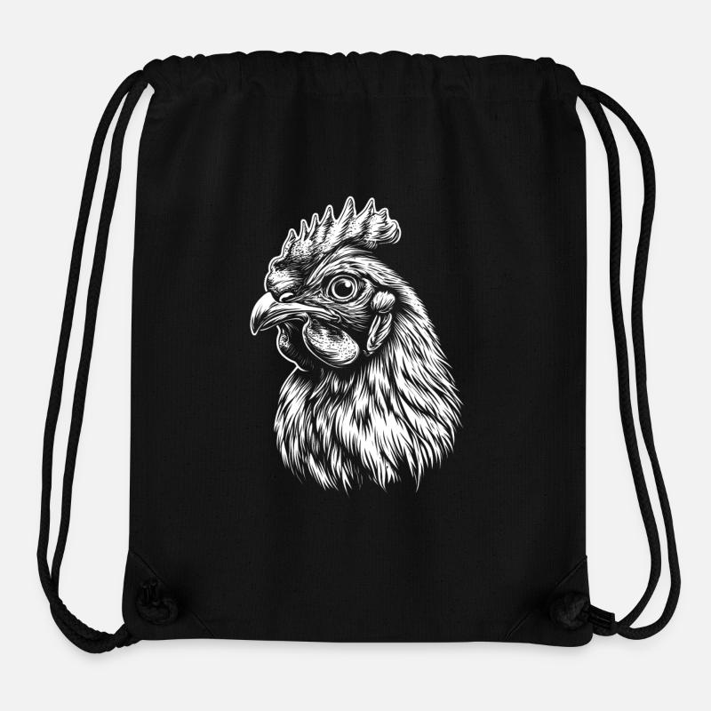 poulet portrait poule poulets volaille cadeau - Sac à cordon recyclé Stanley/Stella - noir