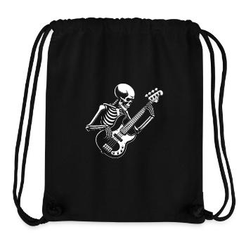 Squelette avec guitare basse. Conception de basses cool - Sac à cordon recyclé Stanley/Stella - noir - Devant