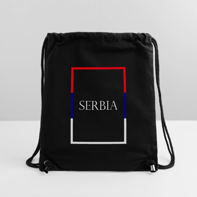 Serbie Serbie, Lettrage de déclaration avec drapeau Sac à cordon recyclé Stanley/Stella