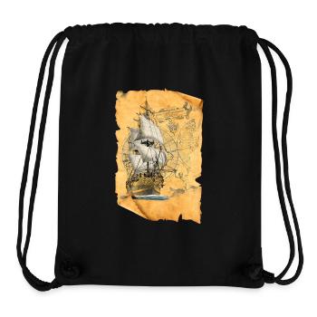 Voilier antique sur carte parchemin - Sac à cordon recyclé Stanley/Stella - noir - Devant