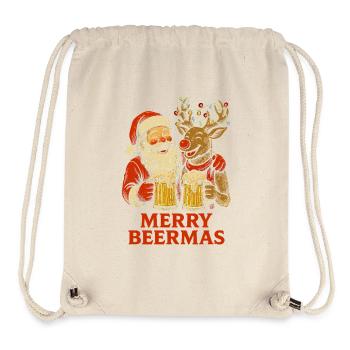 Lustiger Weihnachtsmann und Rentier Weihnachtsbier Design - Stanley/Stella recycelter Gym Bag - Naturweiß - Vorne